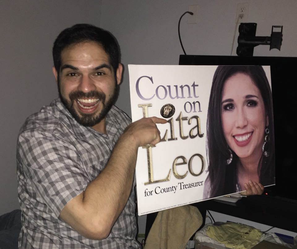 Supporter displaying a Count on Lita Leo yard sign