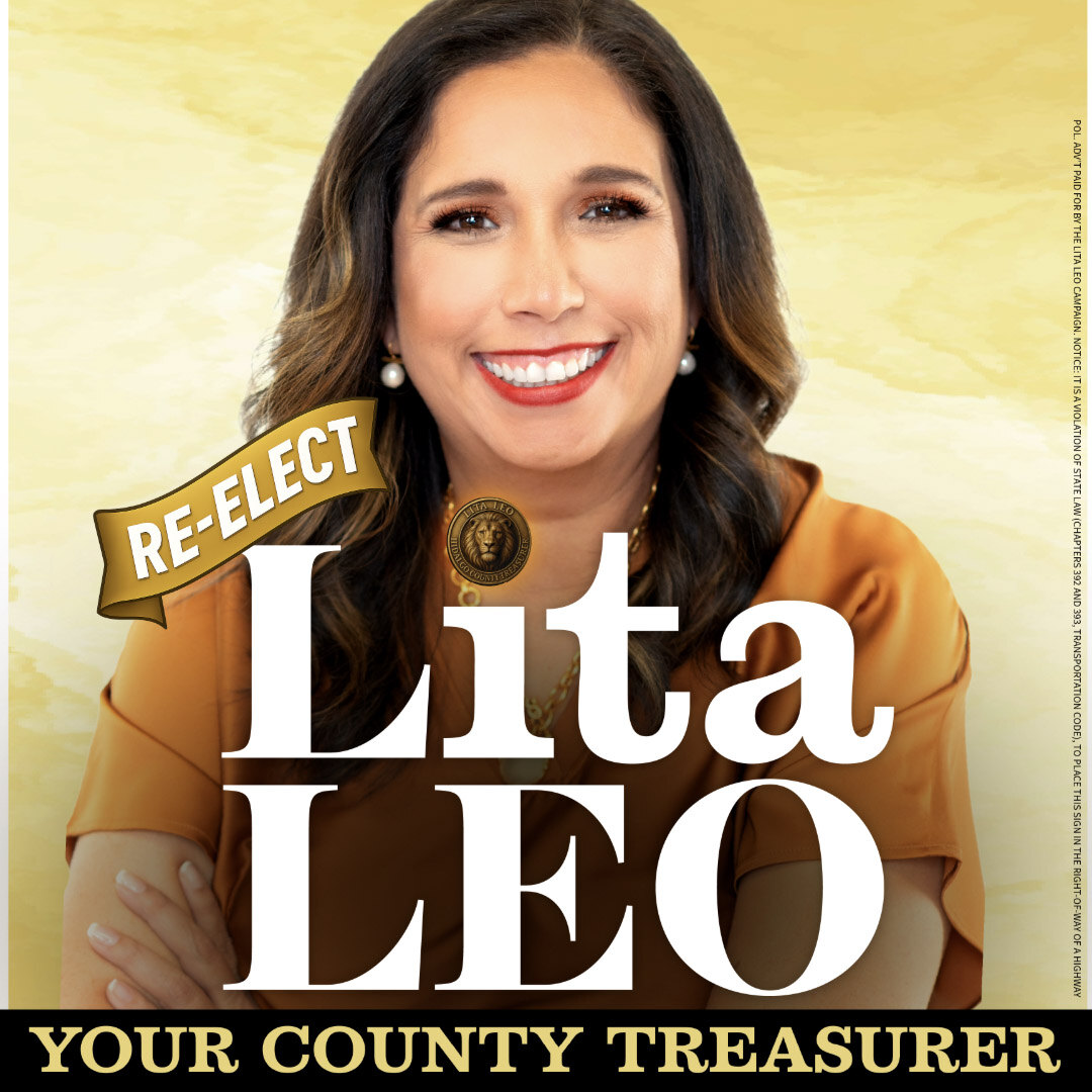 Gold Lita Leo re-election square campaign sign